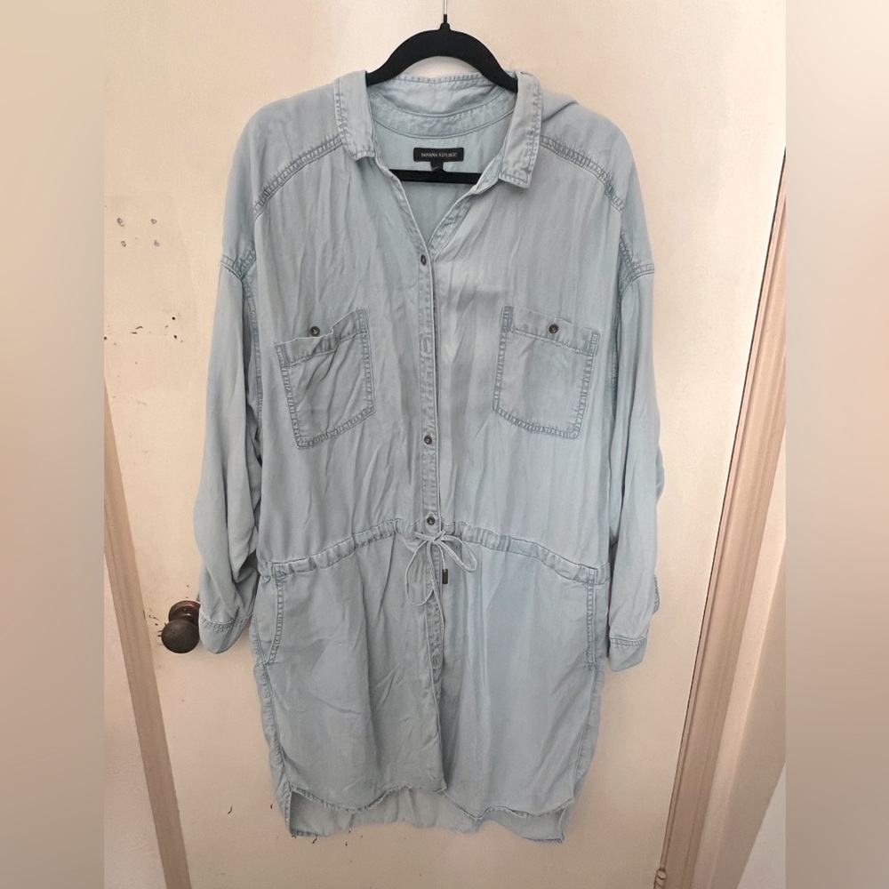 Banana Republic drawstring denim shirt dress
